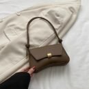 2025 Trendy Women's Synthetic Leather Handbag - Minimalist Top Handle Tote with Golden Clasp Closure, Versatile Shoulder Bag for Work & Casual, Durable Oil-Edged Seams, Available in Black/White/Khaki/Brown/Green