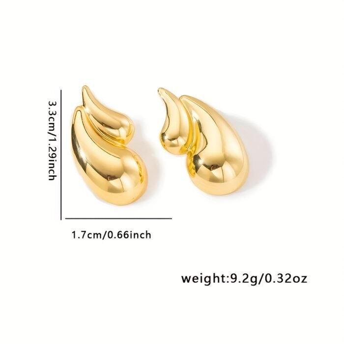 Pair of Chic Dual-Tear Drop Stainless Steel Stud Earrings - Hypoallergenic, Versatile & Luxurious Design for Women'S Daily Wear or Evening Events - Image 5