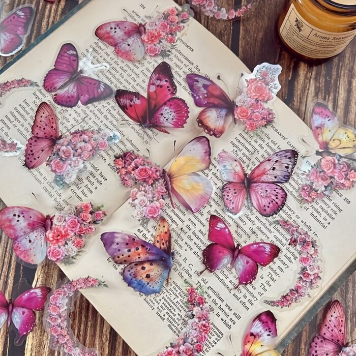 One Pack of 30 Butterfly Floral Hand Account DIY Decoration Stickers - Image 12
