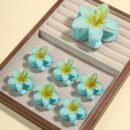 7pcs Minimalist Floral Hair Clip Set, Gradient Jelly Cute Clips, Large Non-Slip Scrunchie and Multifunctional Bangs Side Egg Lace Clips, Essential for Beach Vacation Swimming