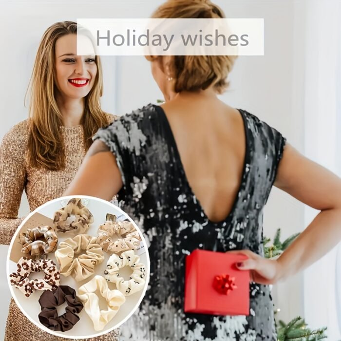 8pcs/set Stylish Women's Hair Ring Set, Multi-color and Style Combination Set, with Sweet Fashionable Fabric Headband, Stylish and Versatile Multifunctional High Elastic Hair Rope, Multifunctional Ponytail Hair Ring, Suitable for All Seasons, It Is A Perfect Holiday Gift, Wedding Hair Accessories - Image 14