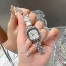 Sparkling Rhinestone Square Women's Watch with Alloy Strap & Crescent Moon Clasp - Quartz Movement Casual Luxury Wristwatch for Everyday Elegance, Elegant Timepiece, Rhinestone Embellishments