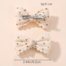 6pcs Bohemian Cream Polka Dot Bow Hair Clips - Soft Polyester, Fashionable and Gentle for Girls, Perfect for Parties, Gatherings, and Casual Attire, Party Hair Accessories|Playful Bow Design|Soft Texture Clips, Cute Hair Accessorie