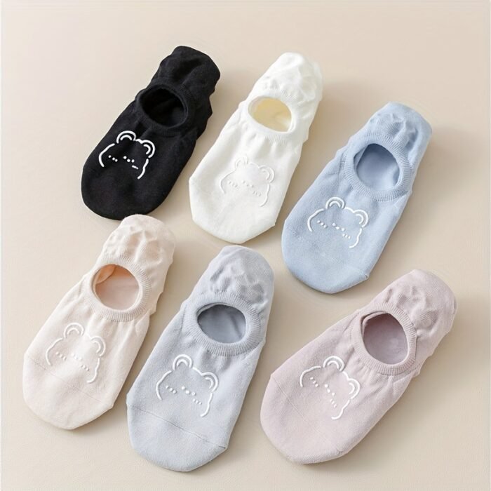 6 Pairs Cartoon Animal Socks, Cute All-match Breathable Invisible Socks, Women's Stockings & Hosiery - Image 3