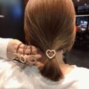 Korean Dongdaemun-Inspired Women'S Hair Ties with Pearl and Golden Accents - Cute, Minimalist Love Heart Design, Perfect for Long Hair, Stylish Hair Accessories|Minimalist Hair Ties|Pearl Hair Ties