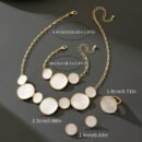 Four-Piece Women's Jewelry Set: Pure White Geometric Pendant Necklace, Bracelet, Ring, and Earrings