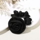 1pc Elegant Rose Flower Scrunchie, Korean Style Fabric Hair Tie, Simple Solid Color, Floral Hair Accessory for Women, Single Pack
