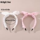 2pcs Cute Pink Strawberry & Floral Bunny Ear Headbands for Girls - Sweet, Versatile Hair Accessories with Bow Detail