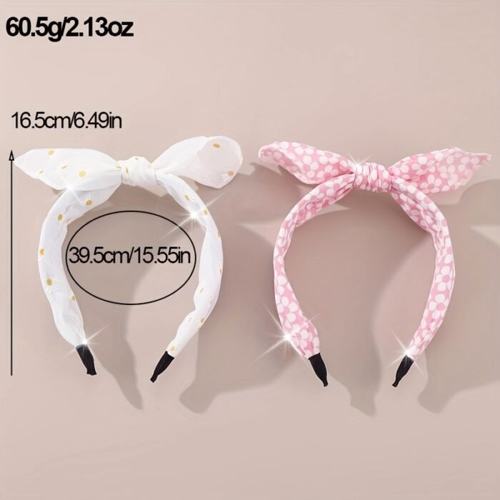 2pcs Cute Pink Strawberry & Floral Bunny Ear Headbands for Girls - Sweet, Versatile Hair Accessories with Bow Detail - Image 17