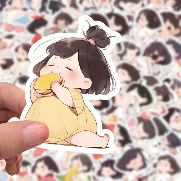 63pcs Cute Girl Vinyl Stickers - High-Quality Cartoon Decals for Scrapbooking, Journals, Laptops, Bumpers & Skateboards - Reusable, Mixed Colors, Playful Expressions & Whimsical Designs - Perfect Christmas Gift, Skateboard Stickers | Cartoon Characters | Reusable Stickers, Funny Stickers - Image 3