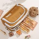 Charming Capybara-Themed Stationery Set - Elegant Light Brown Canvas Organizer with Zippered Pouch & Compartments, Ideal for Graduation & Birthday Gifts, Includes Markers, Pens, and Highlighters, Gift Bag Included, Capybara Accessories