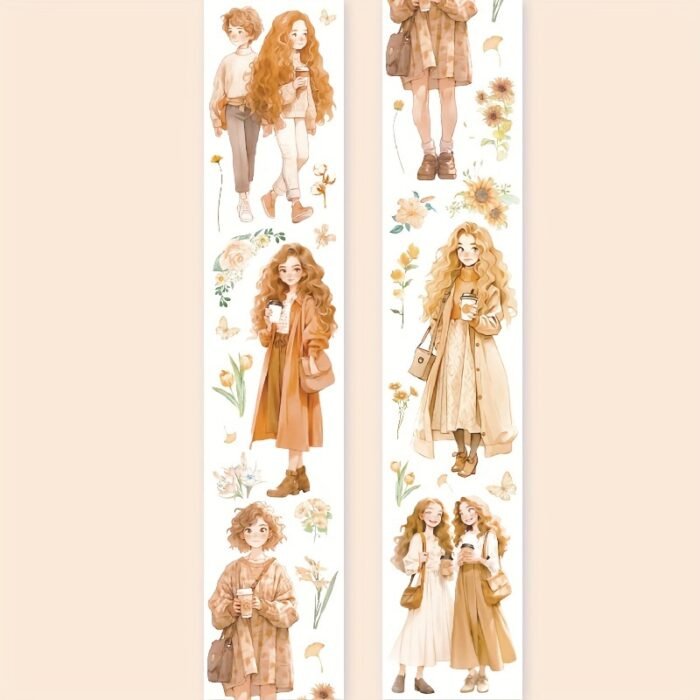 1 Roll/Pack, 8 Rolls/Pack Bouquet Girl Series PET Tape, Cute Artistic INS Style Girl Floral Material, Scrapbook Sticker - Image 17