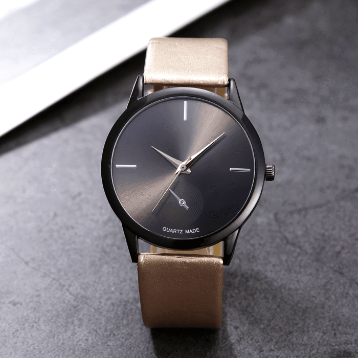 Elegant Women's Rose Golden Quartz Watch - Minimalist Round Dial, PU Leather Strap, Shockproof Design, Perfect for Office or Casual Wear, Comes with Gift Box - Image 11