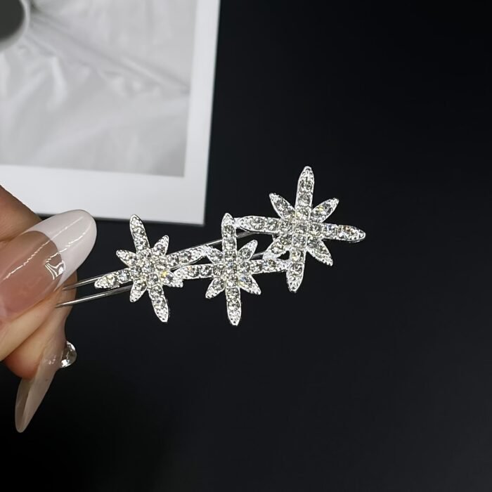 2pcs Sparkling Rhinestone Star Hair Clips for Women - Elegant Alloy Side & Bangs Barrettes, Sweet Style - Image 5