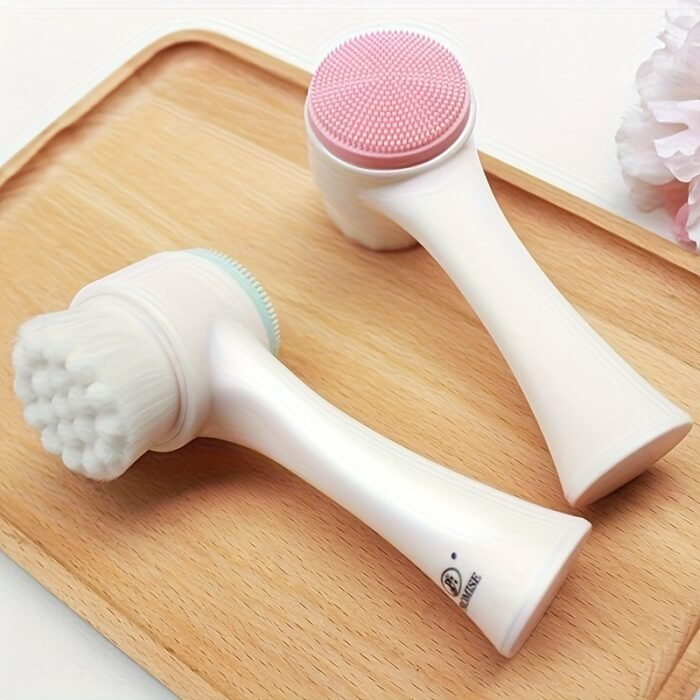 2-In-1 Silicone Face Cleanser - Gentle Exfoliation & Massage, Dual Soft Brushes Suitable for All Skin Types, Fragrance-Free - Image 3