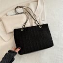 1pc Trendy Nylon Tote Bag with Chain Strap - Lightweight, Casual Style, Zipper Closure, Polyester Lined, Solid Color Shoulder Bag for Everyday Use, Everyday Shoulder Bag|Trendy Tote Bag|Zippered Closure, Small Tote Bag