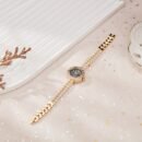 BESTWIN Elegant Fashion Women'S Wrist Watch with Rhinestone Round Case, Pearl Bracelet Band, Quartz Movement, Analog Display, Zinc Alloy Case, Non, Button Battery - Ladies' Timepiece