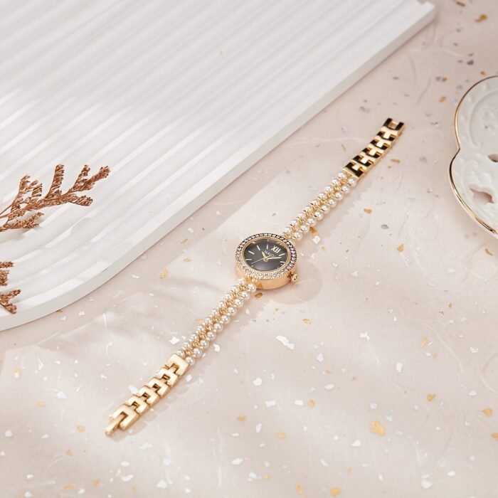 BESTWIN Elegant Fashion Women'S Wrist Watch with Rhinestone Round Case, Pearl Bracelet Band, Quartz Movement, Analog Display, Zinc Alloy Case, Non, Button Battery - Ladies' Timepiece - Image 11
