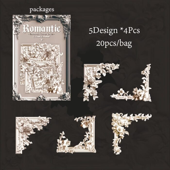 20-Pack Romantic Corner Series Sticker Set, 3D Scrapbooking Embellishments, DIY Craft Paper Niche Decorations for Scrapbooking, Journals, and Gift Decoration Accessories - Image 11