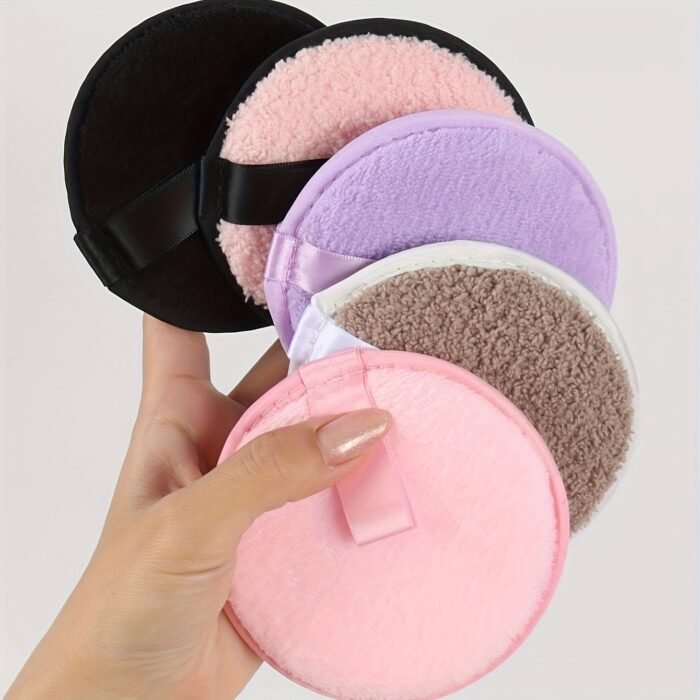 5pcs SoftTouch Reusable Double-Sided Facial Puffs - Gentle Hydrophilic PU Material for Effective Cleansing, Makeup Removal, and Bathing - Suitable for All Skin Types, Unscented, and Easy to Clean - Image 4