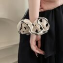 Elegant Mesh Hair Scrunchies with Black Polka Dot & Heart Design - Korean Style, Tassel Detail, Women'S Fashion Hair Ties for Valentine'S Day, Everyday & Special Occasions, Cute Hair Accessorie