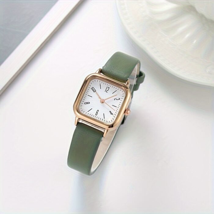 Ladies Square Quartz Watch with Faux Leather Strap And Zinc Alloy Case - Image 11