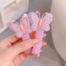GUIJUI 2pcs Cute Butterfly Phone Cord Hair Ties for Kids, High Elasticity Resin Hair Bands, All-Season Daily & Casual Wear, Christmas & Valentine'S Day Gift, Knit Fabric Weaving Method