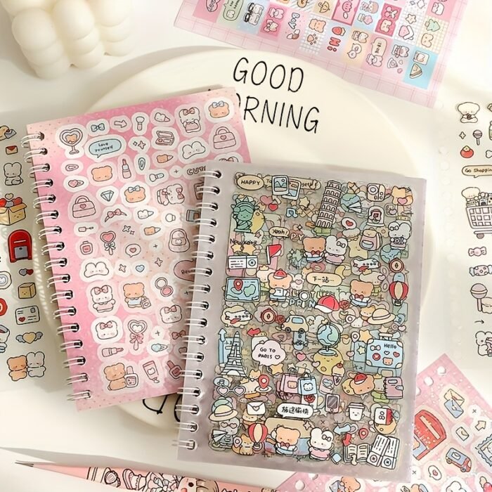16 Sheets Little Nose Bridge 3.0 Sticker Book - Cute Cartoon & Travel-Themed Decals for Journals, Planners & DIY Crafts, Matte Finish, Self-Adhesive Paper, Perfect for Holiday & Birthday Gifts - Image 4