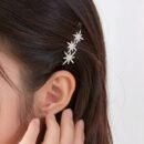 2pcs Sparkling Rhinestone Star Hair Clips for Women - Elegant Alloy Side & Bangs Barrettes, Sweet Style