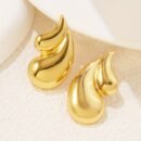 Pair of Chic Dual-Tear Drop Stainless Steel Stud Earrings - Hypoallergenic, Versatile & Luxurious Design for Women'S Daily Wear or Evening Events
