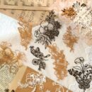 [Retro Floral] Scrapbooking Decorative Collage DIY Craft Material Paper | Pack of 10 sheets | Paper | Hollowed out base | Scrapbook magazine planning, decorative collage, DIY craft | Retro floral branch and leaf