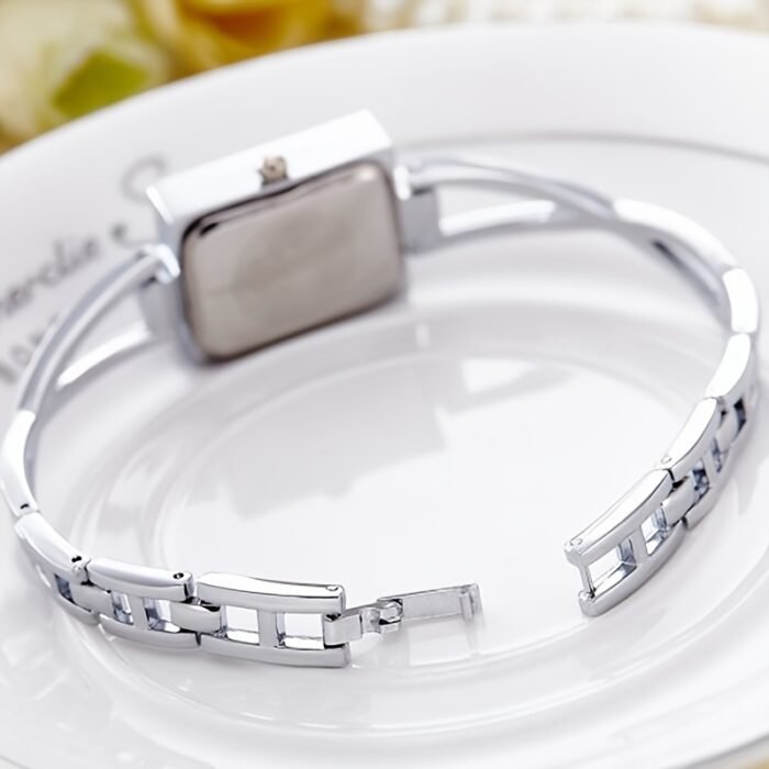 Elegant Vintage Rectangular Ladies' Wrist Watch, Luxury Quartz Movement Analog Display, Alloy Band & Case, Non, with Button Battery for Fashion Accessory - Image 9