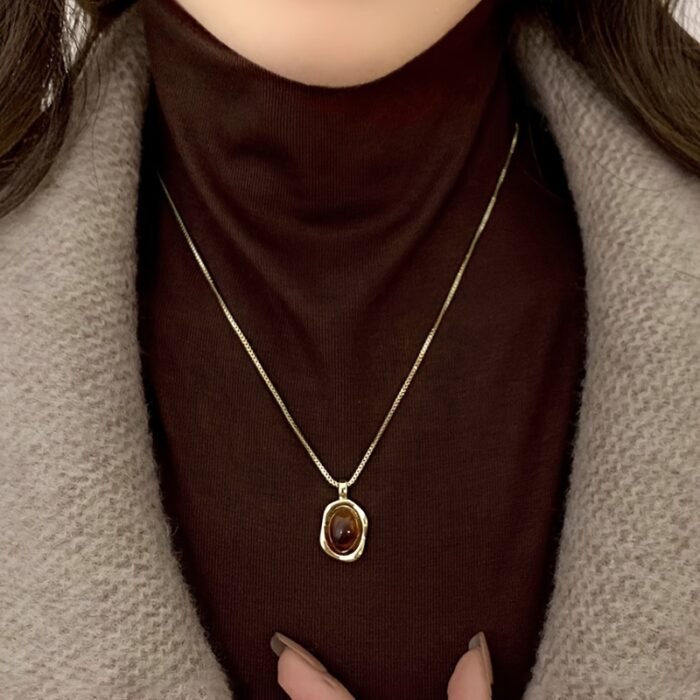 Milard Women's Double-Layer Sweater Chain Necklace with Oval Pendant - Golden-Tone Minimalist Layered Jewelry for Daily Wear & Parties, Versatile All-Season Accessory, Party Accessory, Goldtone Metal - Image 4