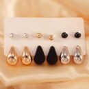 12pcs Elegant & Cute Hoop Earrings Set, 316 Stainless Steel Ear Needle, Non-Allergenic, with Teardrop & Sphere Stud Earrings, Versatile for Daily & Gift Occasions, All Seasons