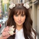 2pcs Adorable Easter Bunny Hair Clips - Fluffy Feather Design, Warm 3D Rabbit Ears for Women - Perfect for Parties & Daily Wear, Festive Hair Accessory | Playful Accessory | Soft Texture, Bunny Accessories