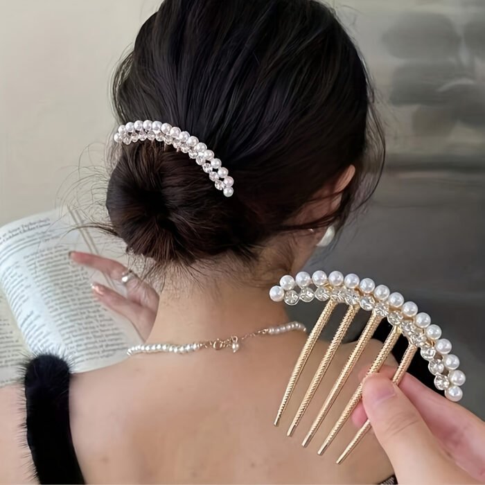 1pc Elegant and Hair Comb- Beautify Curly Hair, Unscented Alloy Side Needle Accessory, Suitable Long Hair - Image 2