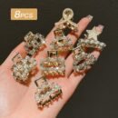 8pcs Women's Models, Exquisite and Gorgeous, Imitation Pearl and Rhinestone Inlay, Multi-Style Small Hair Grab Comb Set, Suitable for Daily Use