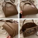 2024 New Women's Retro Korean-Style High Quality Commuting Shoulder Bag with Detachable Strap & Magnetic Closure - Light Brown/White/Black