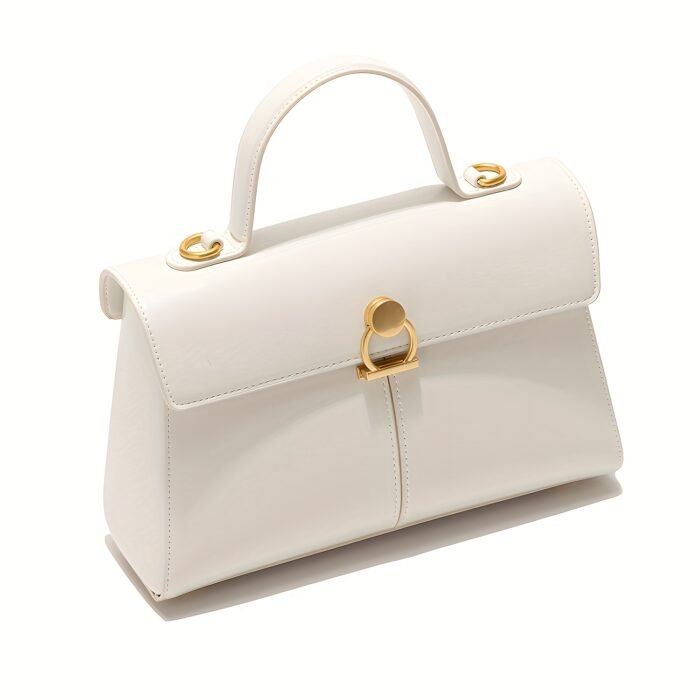 Elegant Women's Top Handle Satchel Bag - Chic Solid Color Design with Adjustable Shoulder Strap, Golden-Tone Clasp & Spacious Interior, Perfect for Daily Use or Gift Giving (Khaki/Dark Brown/Red/Black), Versatile Fashion Accessory | Fashionable Accessory | Synthetic Leather Bag - Image 11