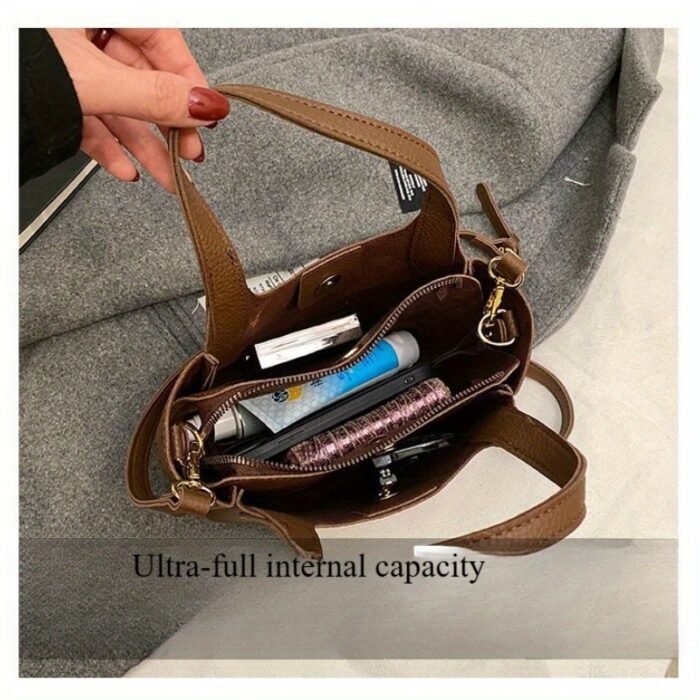 Chic Black Shoulder Bag with Golden-Tone Hardware & Decorative Pendant - Trendy Bucket Style, Versatile for All Occasions, Hand Wash Only, Ladies Handbags - Image 7