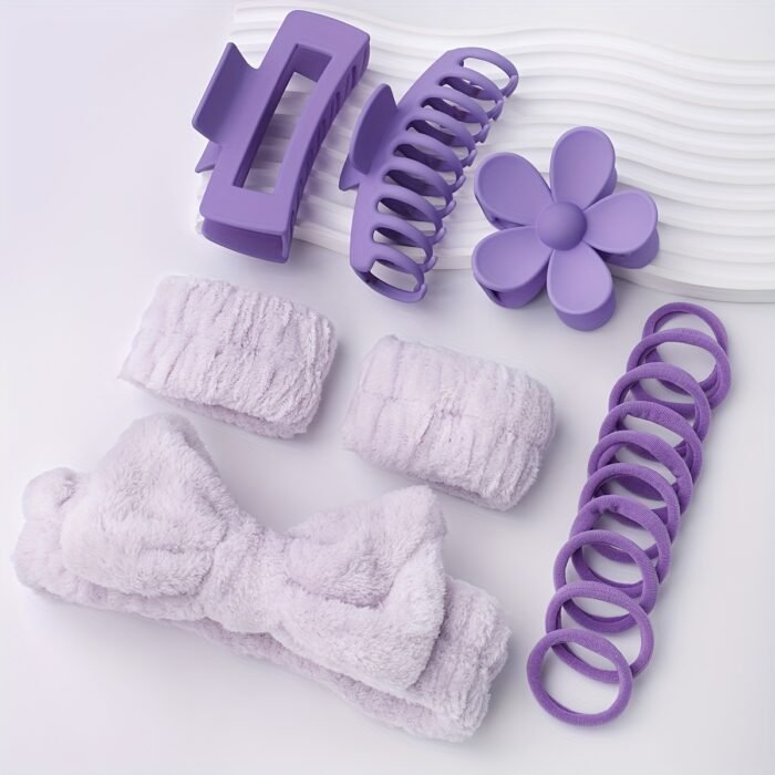 12pcs Facial Beauty Set with Cat Paw Face Brush, Nose Head Brush, Dual-Head Roller Massager, Silky Comb, Heart-Shaped Gua Sha Tool, Hair Clip, Hair Tie, Headband, Wristband for Cleansing, Exfoliation, and Skin Care - Portable Women's Skincare Tools - Image 10