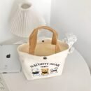 Vigour Bear Canvas Tote Bag - "Three Bears" Design with Playful Cartoon Bears, Brown Handles, Casual Messenger Bag for Students & Office Workers, Hand Washable, Casual Messenger Bag | Playful Design | Durable Handle, Cute Tote Bag
