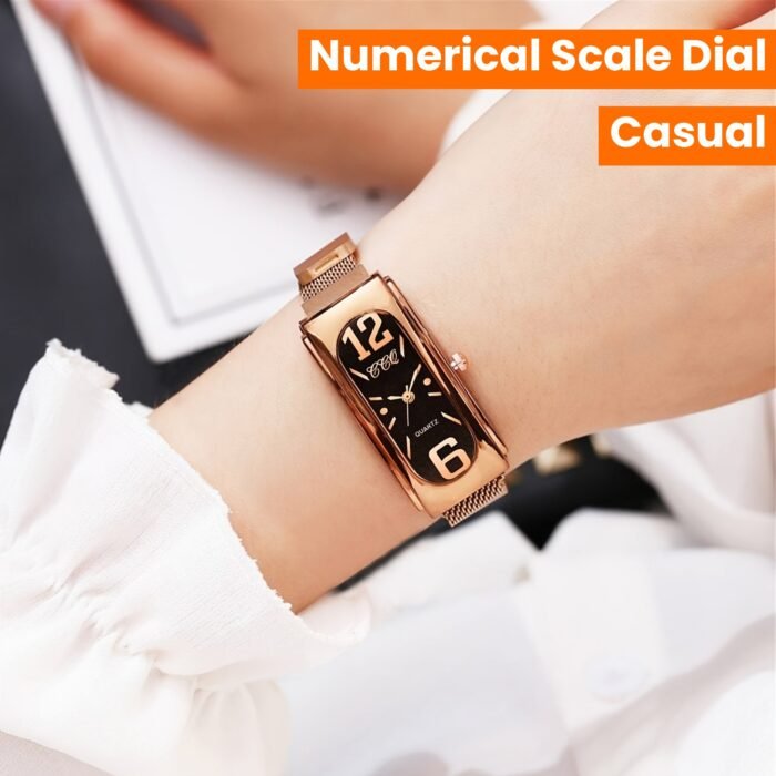 [1pc Quartz Fashion Watch] Women'S Fashion Casual Square Quartz Wrist Watch with Numerical Scale Dial, Alloy Band And Case, Non-Rechargeable Button Battery - 1pc/Set (No Box Included) - Image 13
