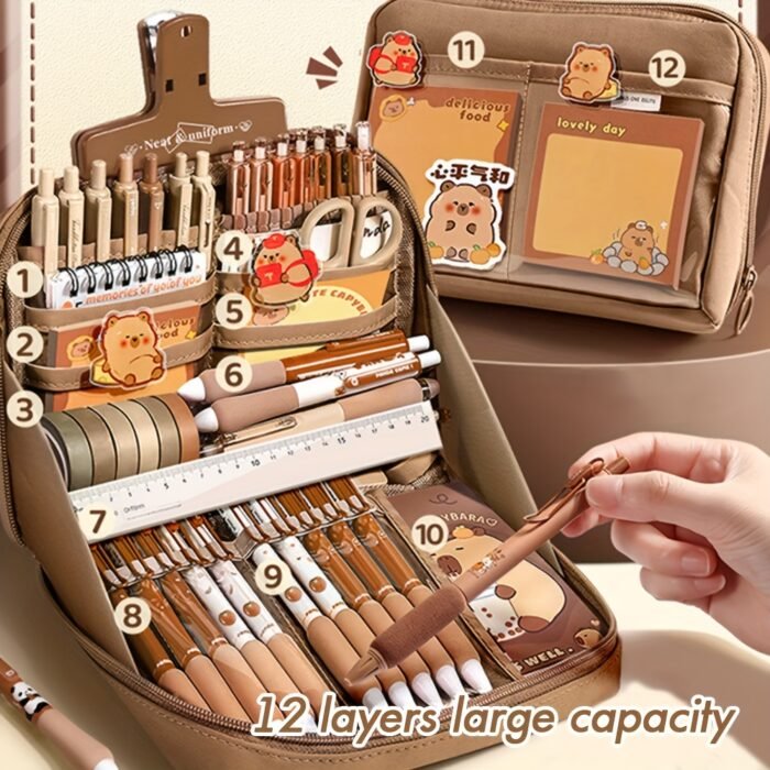 Capybara Stationery Gift Set, Soft Grip Pens, Notebook, Pencil Case, and Accessories, Cute Animal-Themed Study Essentials Pack for Students - Image 7