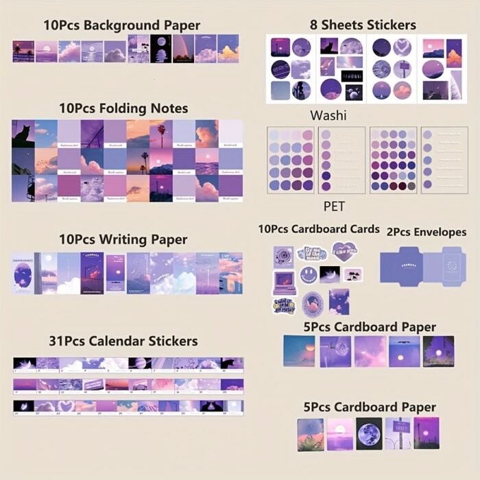 Journal Scrapbooking Supplies Kit - Aesthetic Journaling Set Bullet Journals Material, Large Collection for Girls Women Adults Beginners, Arts Craft Ephemera - Image 3