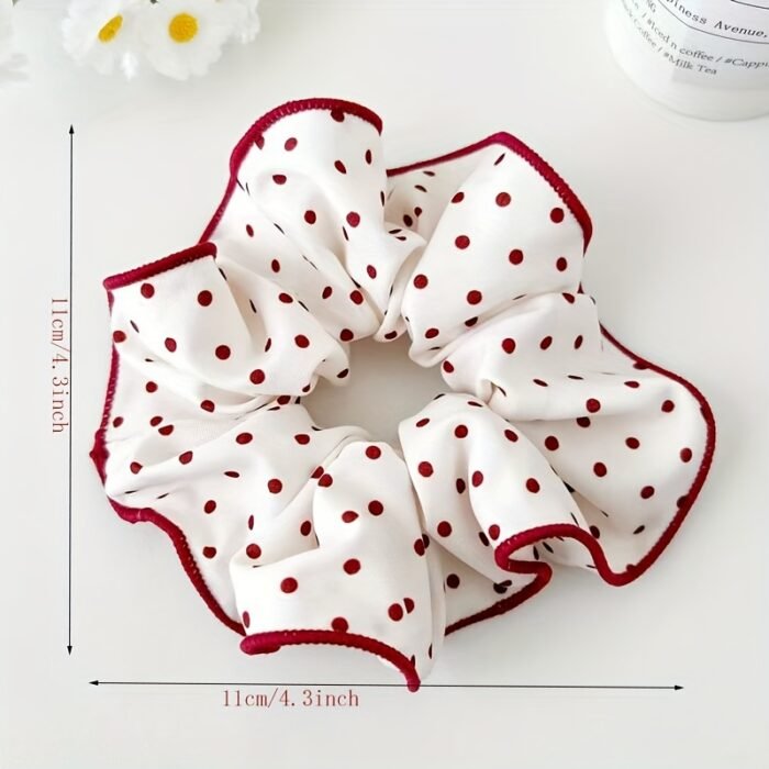 3pcs Set of Red Light Luxury Sweet Polka Dot Large Intestine Ponytail Cute Hair Ring Hair Rope Bun High-end Headwear New Style - Image 5
