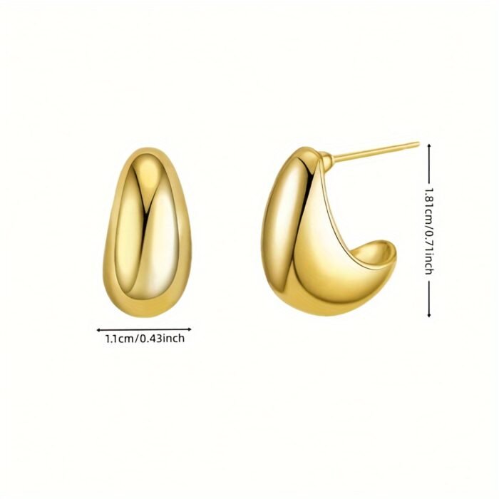 A Pair Of Stylish Circular Earrings In The Shape Of Water Drops, With A Classic And Simple Style, Suitable For Daily Wear And Matching. - Image 4