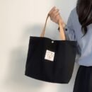1pc Cute Cartoon Bear Tote Bag for Women - Black Minimalist Handbag with Durable Handles & Snap Closure, Compact Work Commute Bag, Casual Everyday Shoulder Bag, Sturdy Construction