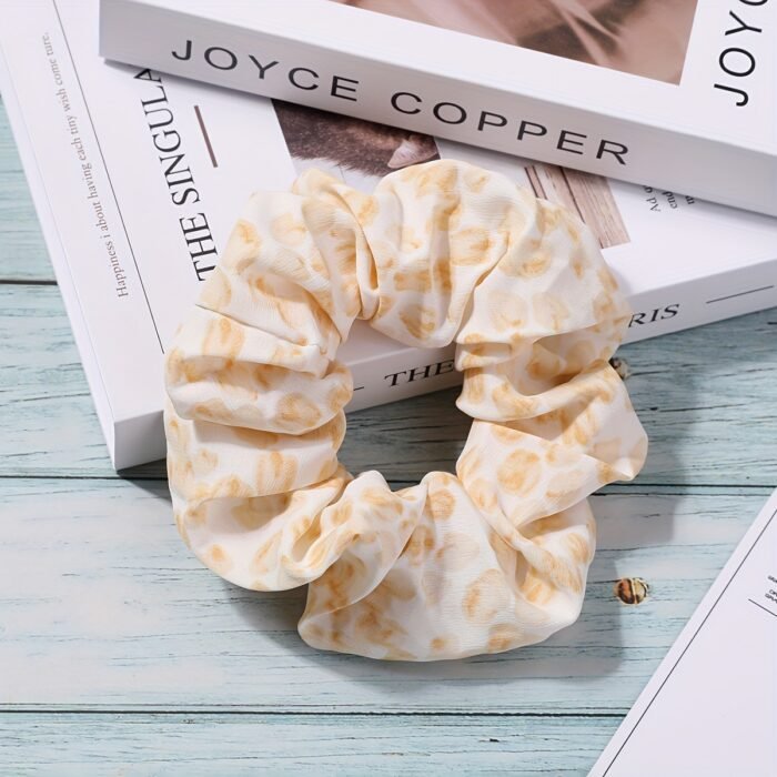 1pc Korean Style Large Floral Scrunchie - Soft Fabric, Ruffled Design, Elastic Hair Band for Women, Perfect for High Ponytails, Beach Outings, and Casual Wear, Ponytail Holder|Floral Print Scrunchie|Easycare Fabric, Cute Hair Accessorie - Image 12