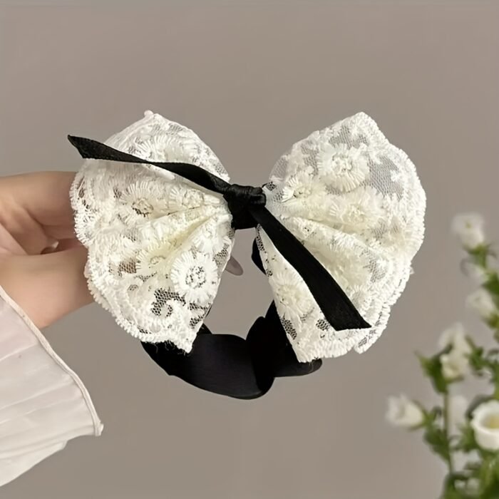 New lace bow, large intestine headband, Korean version hair accessory, sweet headband, cute headband, rubber band, stylish headband accessory - Image 9
